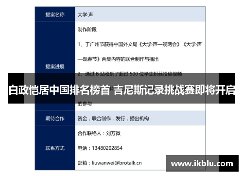 白政恺居中国排名榜首 吉尼斯记录挑战赛即将开启